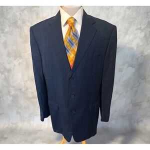 Ermenegildo Zegna Su Misura 3 Button‎ Jacket Blazer Sz 44XL Blue Wool Sport Coat